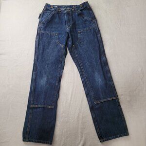 Carhartt Men Double Knee Relaxed Fit Carpenter Blue Denim Logger Jean Size 30X32